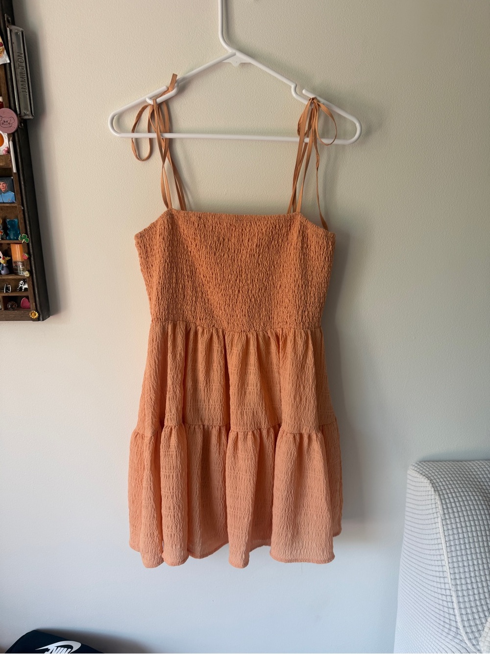 Lulu's Peach Tie-Shoulder Tiered Sundress